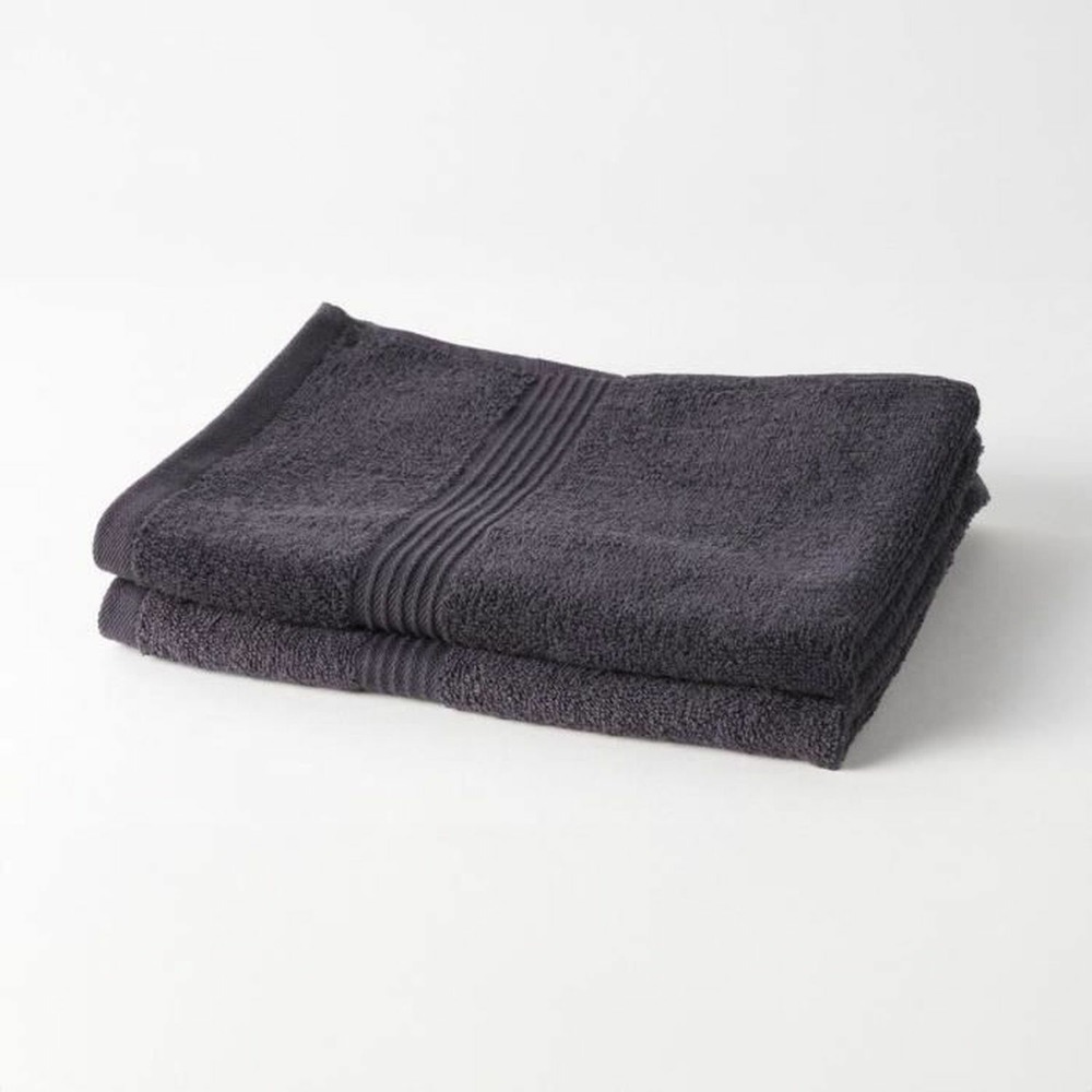 2 serviettes de toilette 50 x 90 cm 100% coton coloris fusain