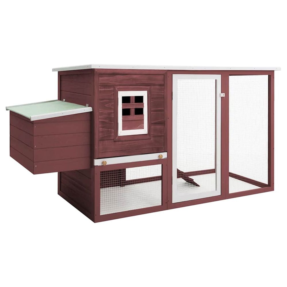Poulailler extérieur en bois avec nichoir pour jardin marron/blanc