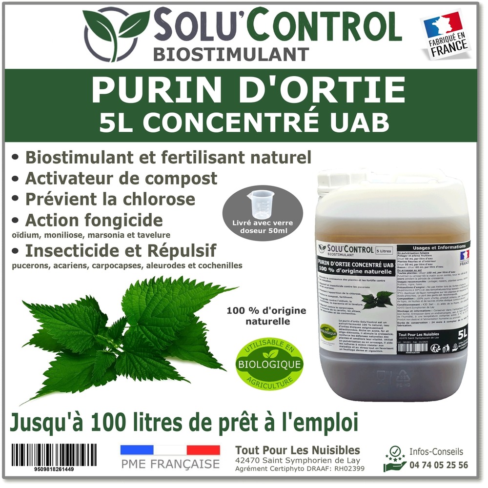 Purin d’ortie naturel solu’control uab – 5l – produit végétal – stimule la croissance et renforce les plantes