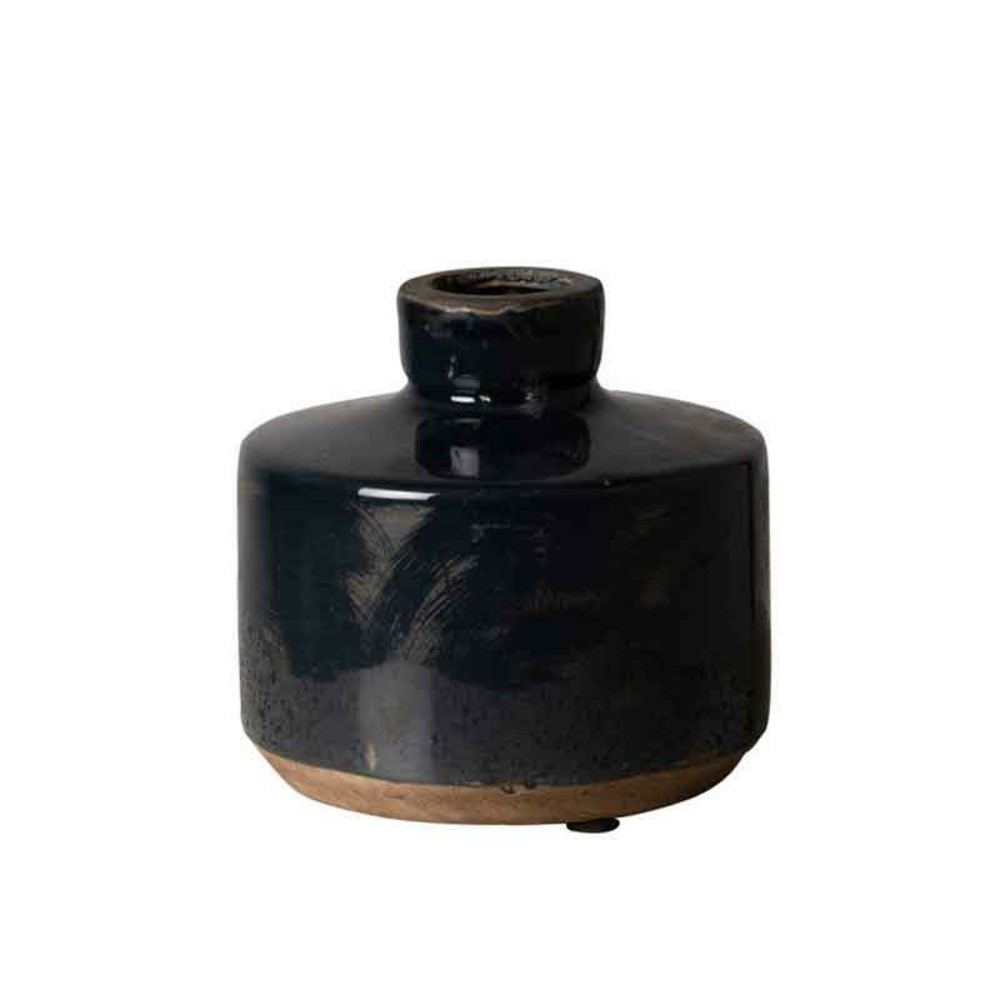 Vase bouteille large bleu marine 13x13cm