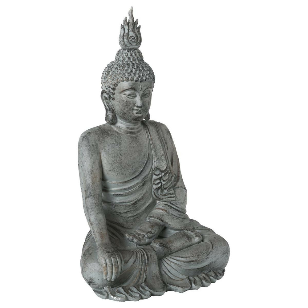 Statue déco bouddha assis 106cm gris