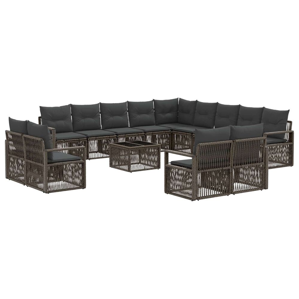 Ensemble de canapé de jardin 14 pc gris polyrotin