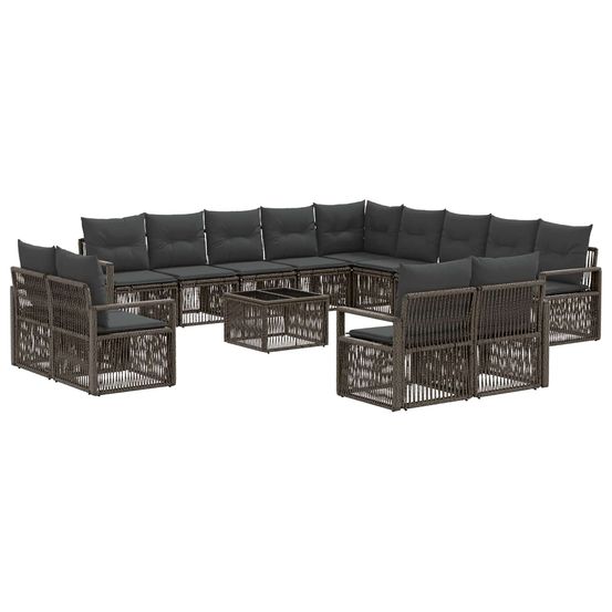 Ensemble de canapé de jardin 14 pc gris polyrotin