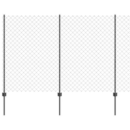 Clôture avec poteau gris 1,6 x 25 m acier et pvc