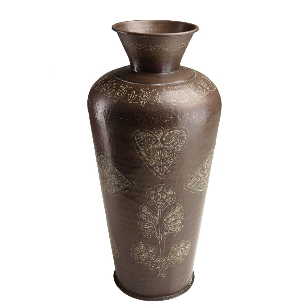Vase alu couleur cuivre foncé patine antique h85cm