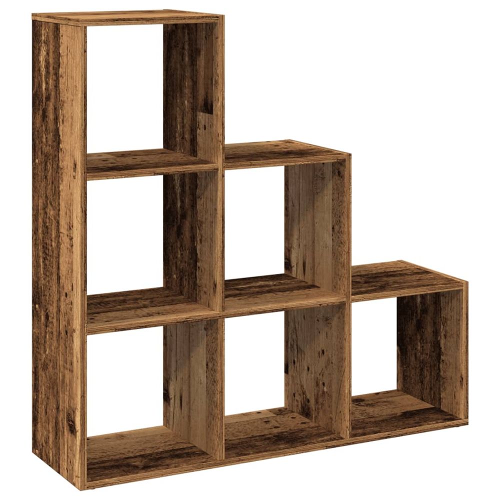 Étagère séparatrice de pièce à 3 niveaux vieux bois 99x29x99 cm