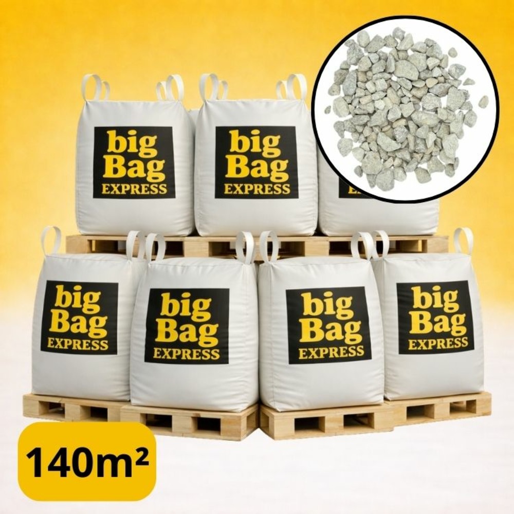 Pack 7 x big bag de +/- 1,5t ≃ 140m² gravillon eco blanc/gris/beige calcaire ø 6/14 mm - livraison premium