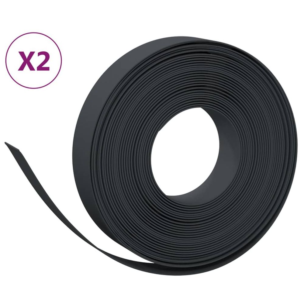 Bordures de jardin 2 pcs noir 10 m 10 cm polyéthylène