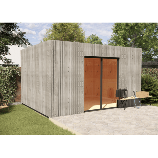 Studio de jardin re2020 en bois 4,4 x 3,5 x 2,7 m / isolation re2020 avec plancher isolé / menuiseries alu k-line