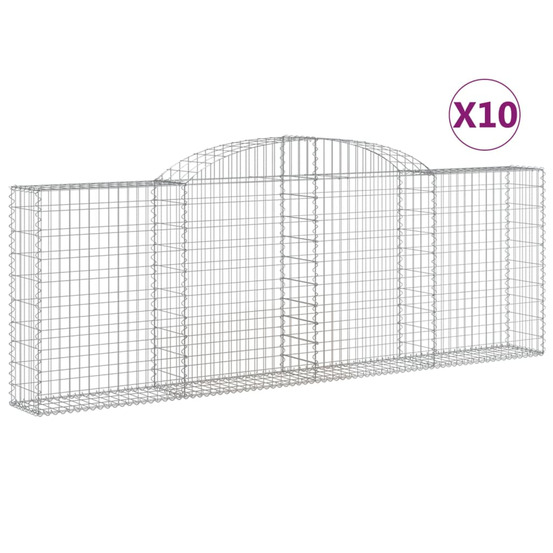 Paniers à gabions arqués 10 pcs 300x30x100/120 cm fer galvanisé