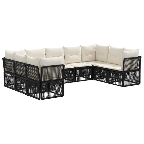 Ensemble de canapé de jardin 9 pc noir polyrotin