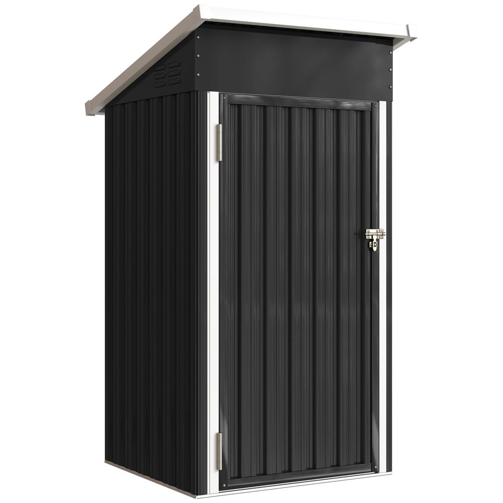 Abri de jardin 0,74 m² toit incliné porte verrouillable aérations tôle acier ondulé anthracite