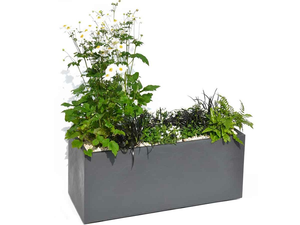 Jardinière rectangulaire volcania effet pierre 99,5 x 39,5 x 43,5 cm - gris anth