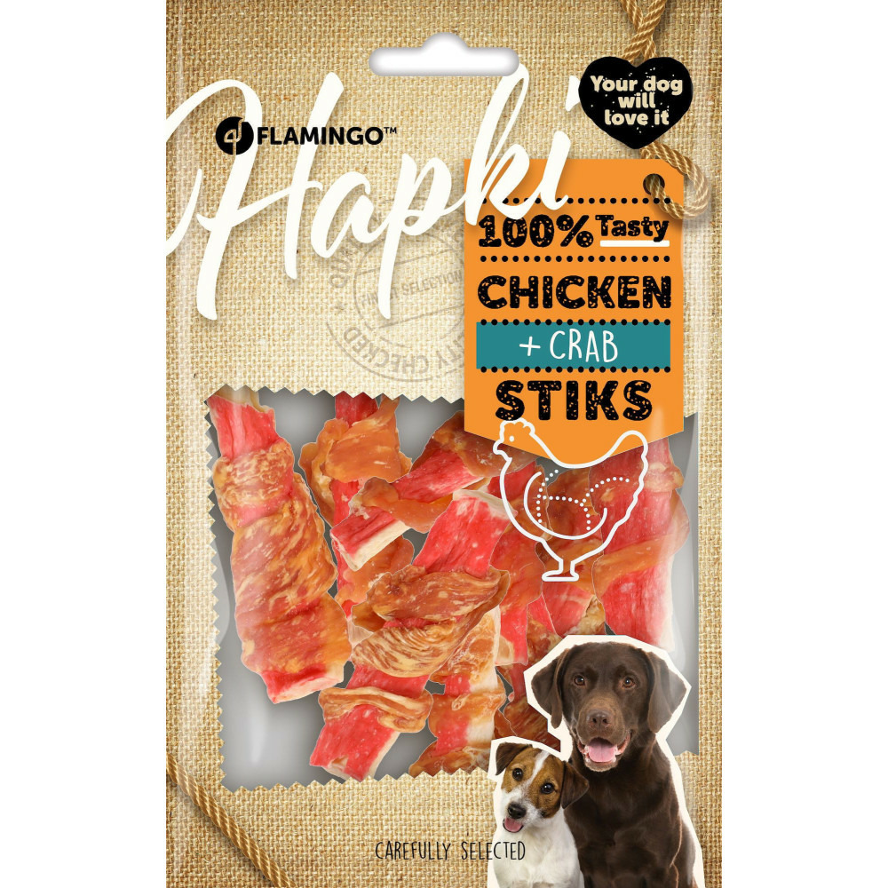Friandises hapki bâton avec poulet et crabe 85 g pour chien