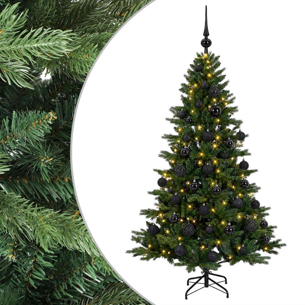Sapin de noël artificiel avec boules 120 cm 150 led blanc chaud