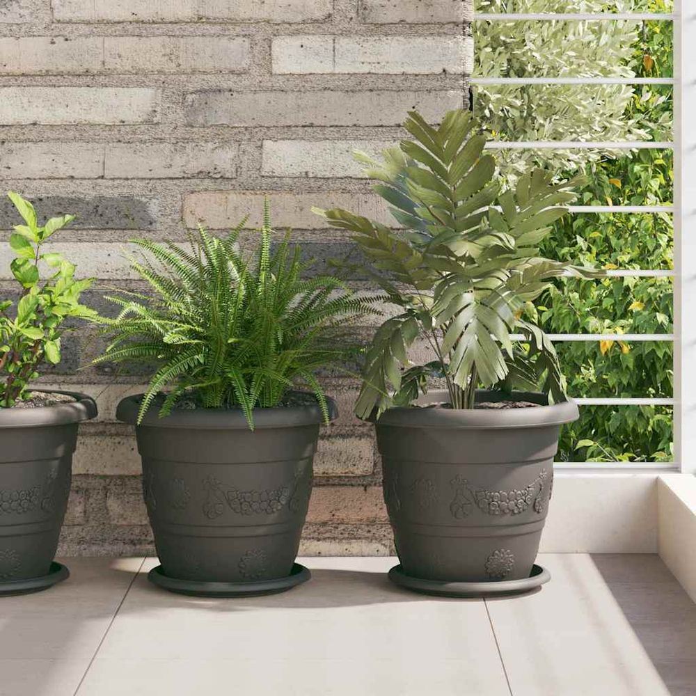 Lot de 6 soucoupes pot de fleur plastique jardin balcon rondes pour plantes ø 19 cm noir