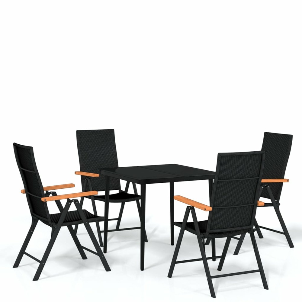 Ensemble de salle à manger de jardin meuble extérieur 5 pièces noir