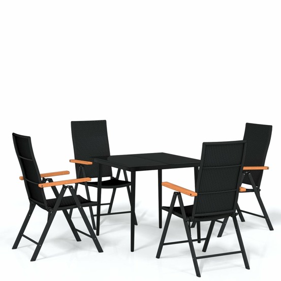 Ensemble de salle à manger de jardin meuble extérieur 5 pièces noir