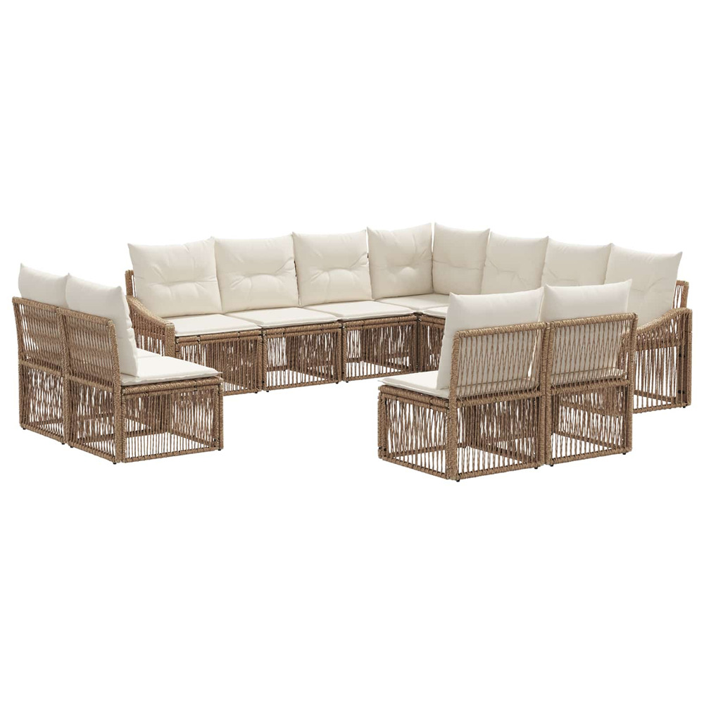Ensemble de canapé de jardin 11 pcs beige polyrotin