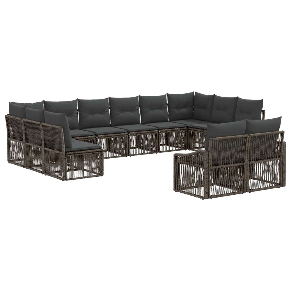 Ensemble de canapé de jardin 12 pc gris polyrotin