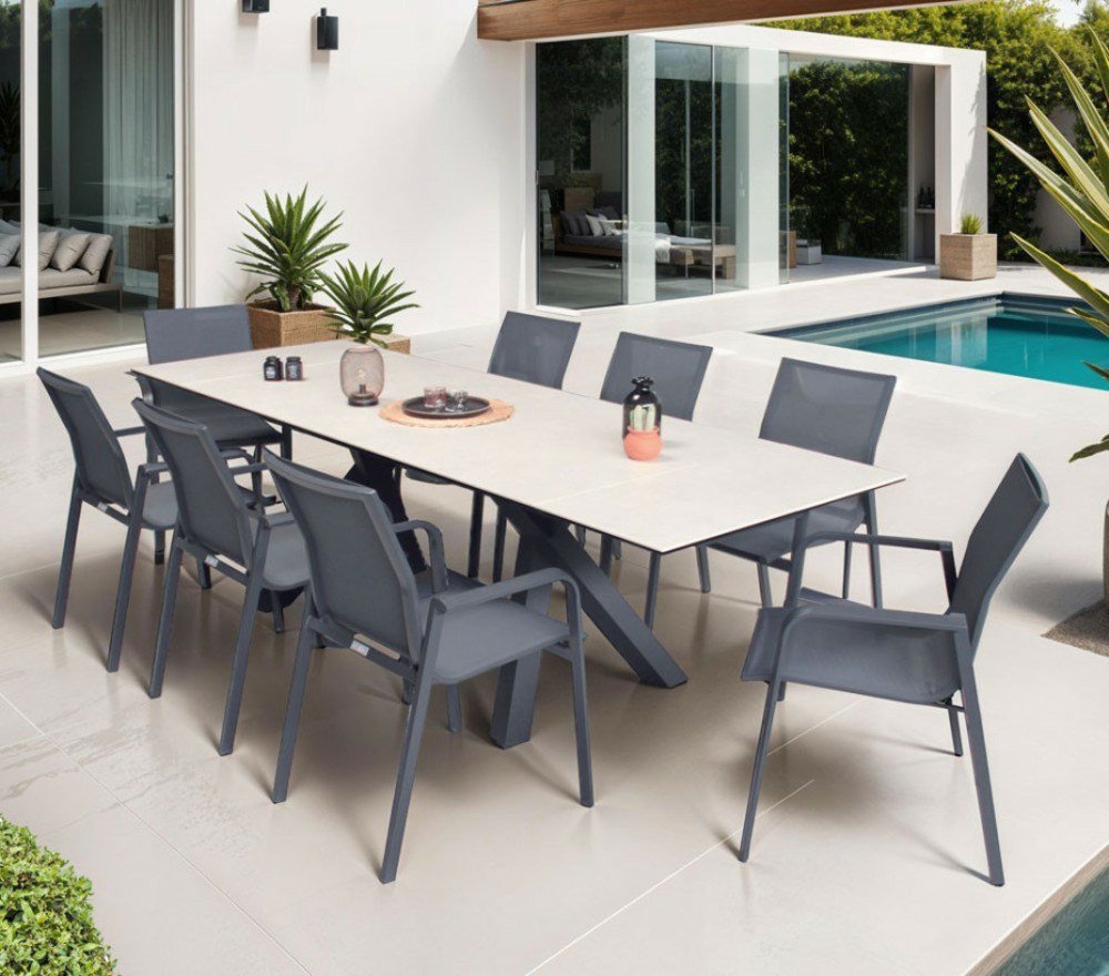 Ensemble table et chaises de jardin - gris perle - boston