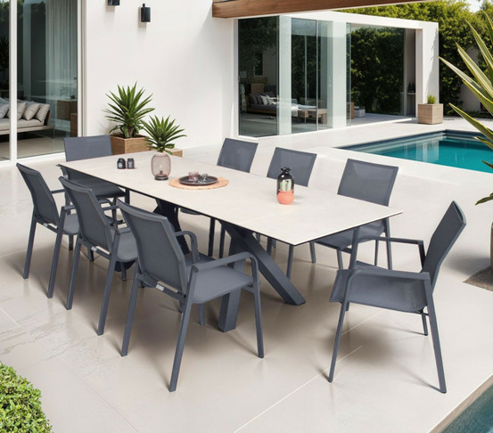 Ensemble table et chaises de jardin - gris perle - boston