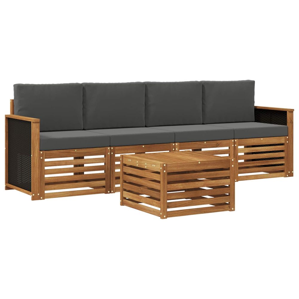 Ensemble de canapés d'extérieur 5 pc naturel et anthracite