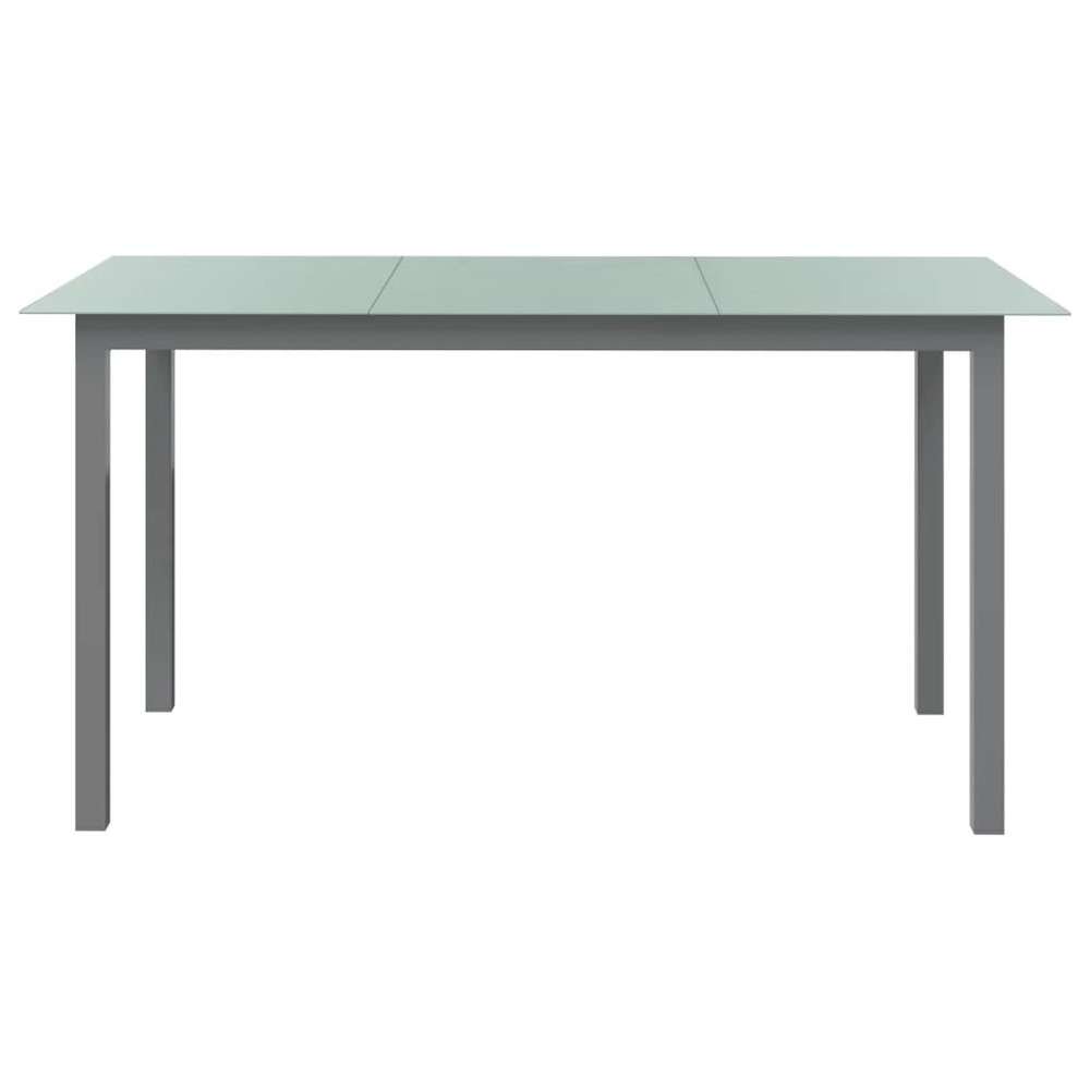 Table de jardin gris clair 150x90x74 cm aluminium et verre