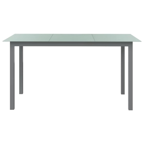 Table de jardin gris clair 150x90x74 cm aluminium et verre