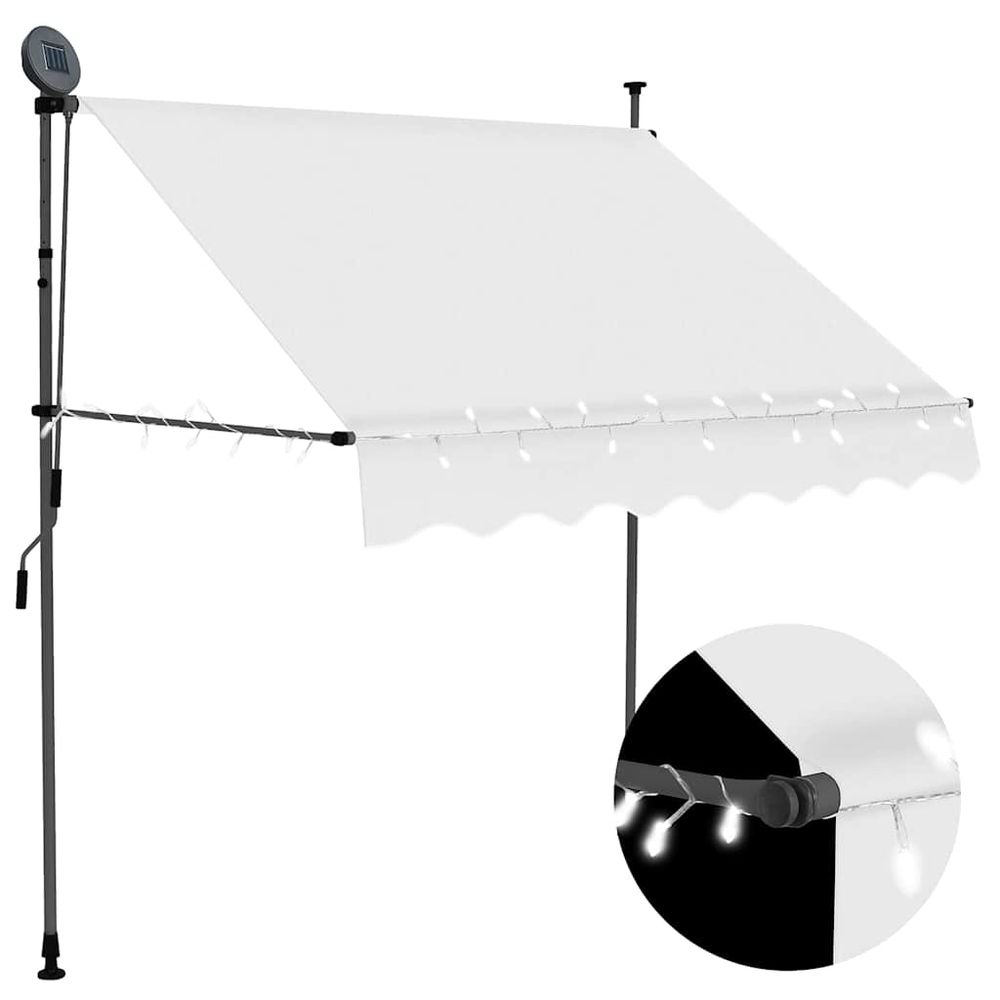 Auvent manuel rétractable avec led 200 cm crème