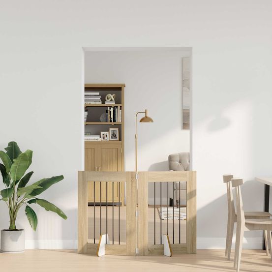 Barrière pour chien bois intérieur modulable pliable 120,5cm chêne sonoma