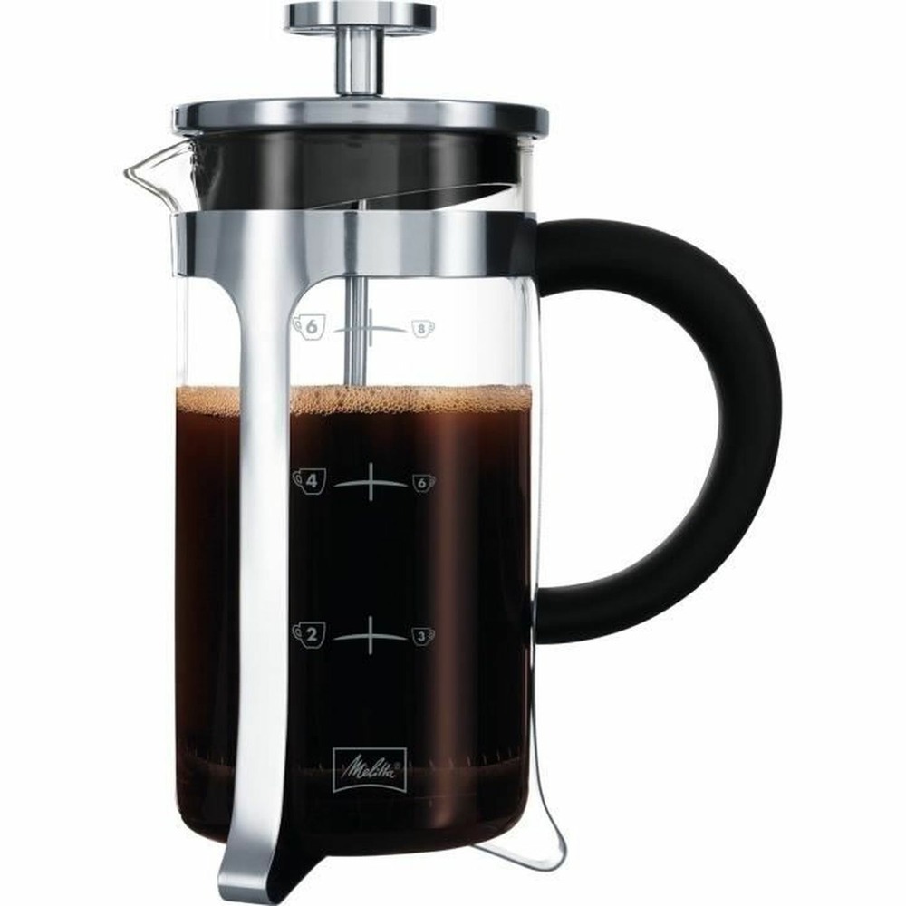 Cafetière à piston premium en verre et inox 8 tasses