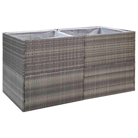 Jardinière bac lit surélevé plantes fleurs terrasse jardin 157 x 80 x 80 cm résine tressée gris