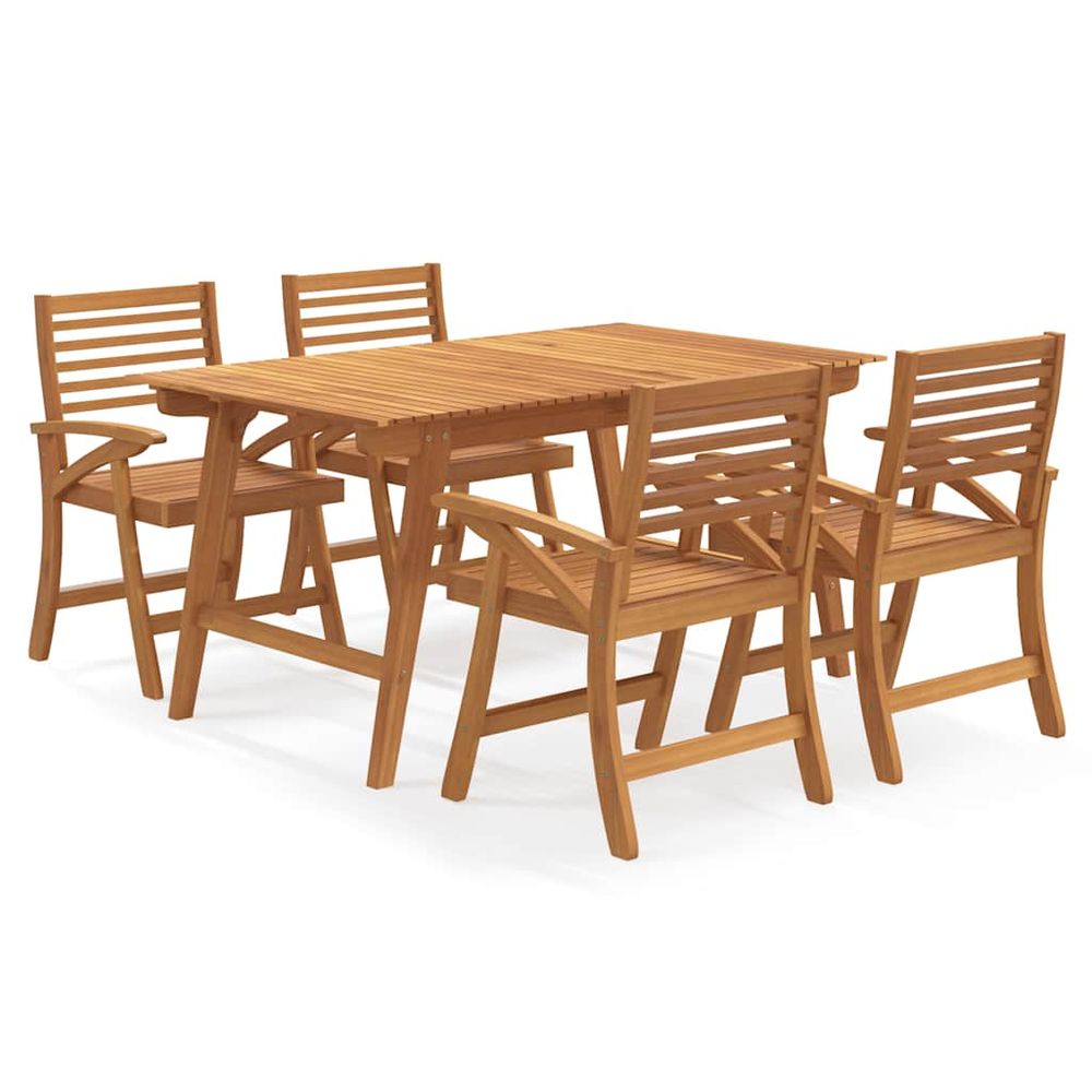 Ensemble à manger de jardin 5 pcs bois d'acacia solide