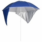 Parasol mobilier de jardin de plage avec parois latérales 215 cm bleu
