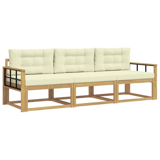 Ensemble de canapés d'extérieur 3 pc blanc et crème polyester