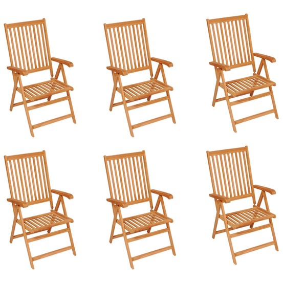 Chaises de jardin lot de 6 avec coussins bleu bois teck massif
