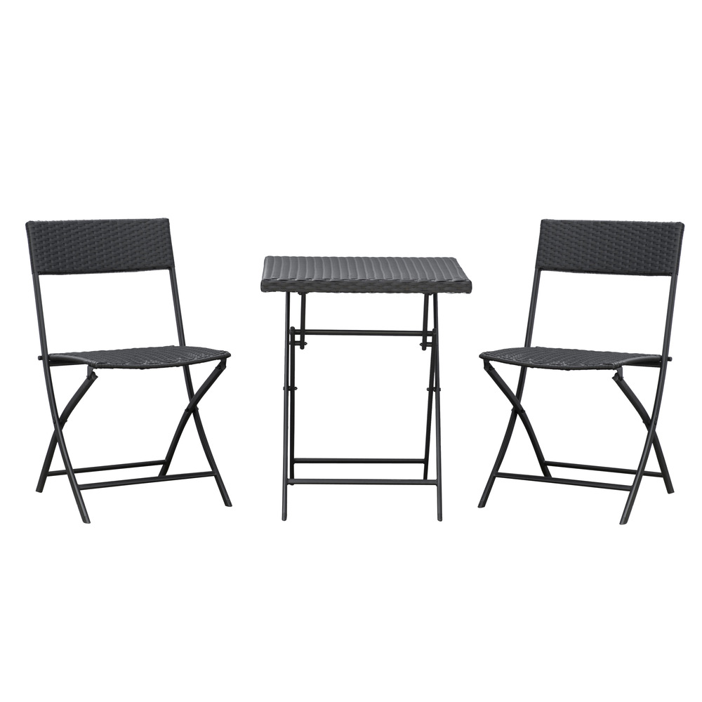 Ensemble bistro en polyrotin, pour 2 personnes, salon de jardin, marron, pour balcon ou terrasse