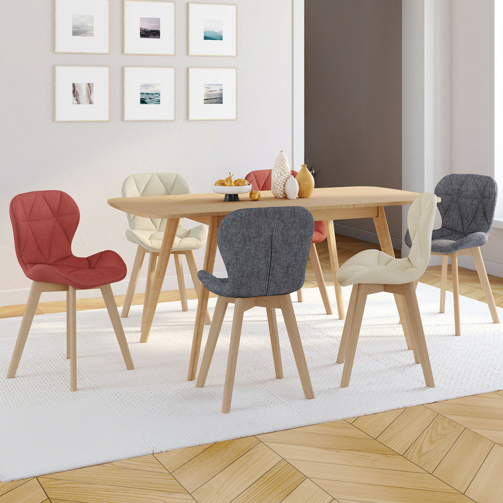 Lot de 6 chaises robine en tissu mix color gris foncéx2, terracotta x2, beige x2