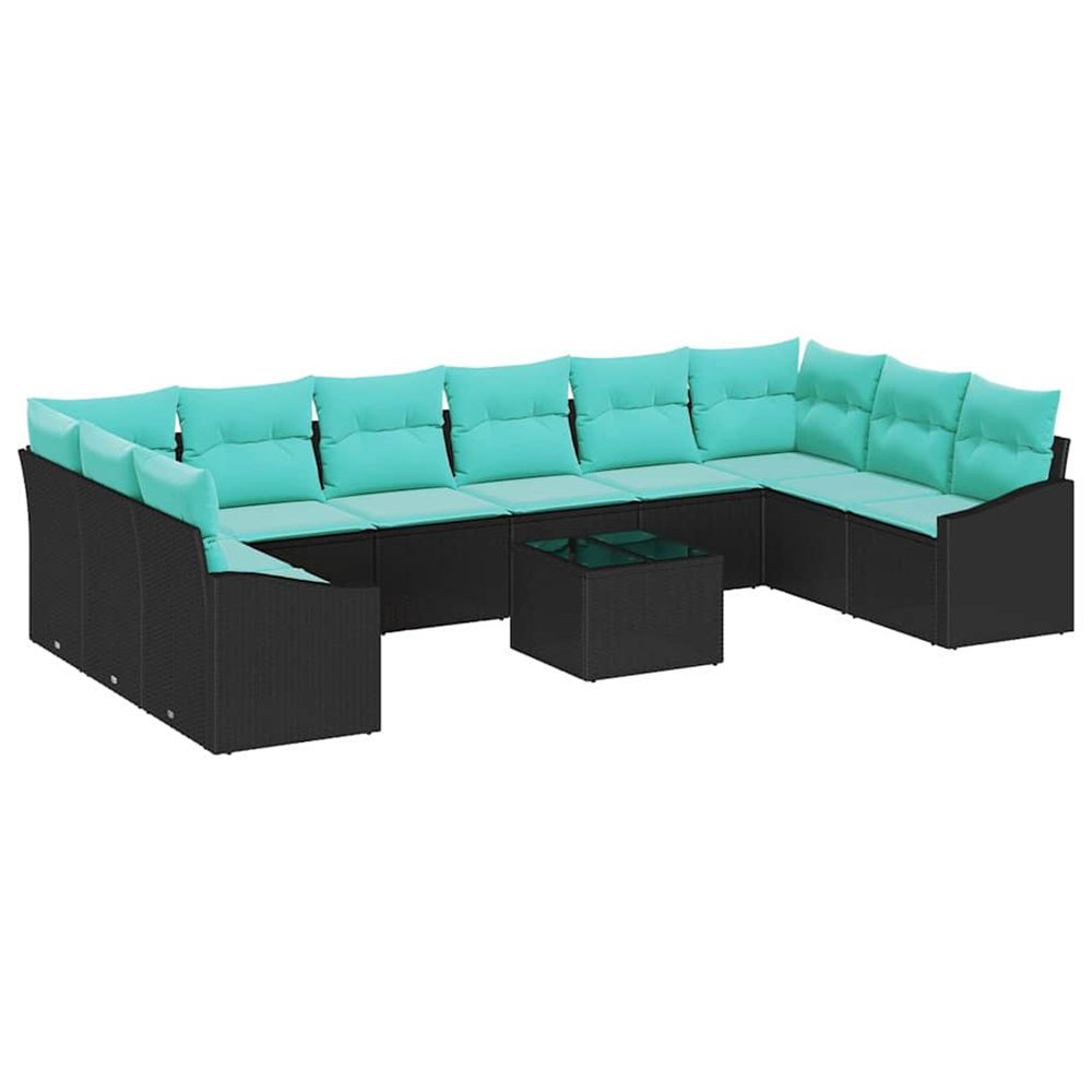 Ensemble de canapés 11 pc noir polyrotin