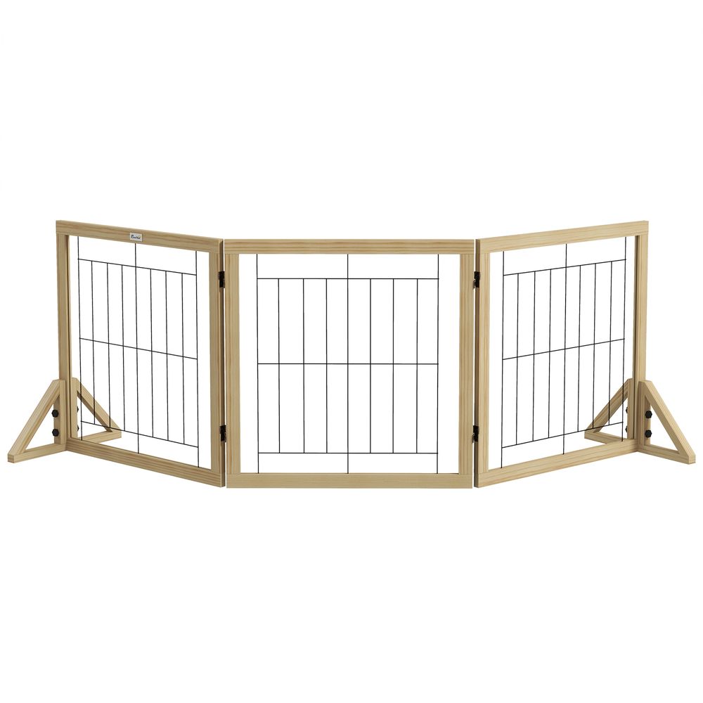 Barrière de sécurité en bois pour chien pliable et extensible 210x70cm naturel - comfortxl pet living