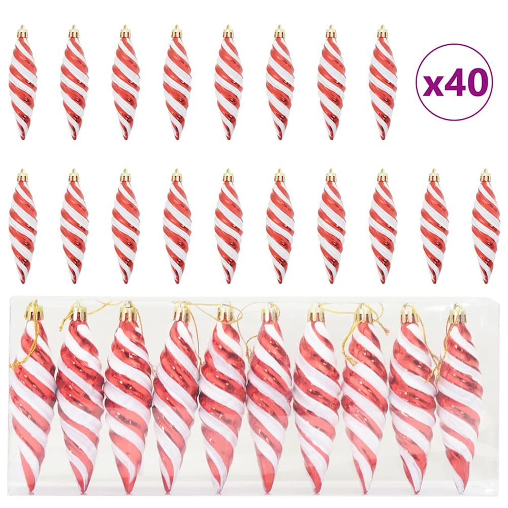 Boule en forme de spirale de noël 40 pc rouge 3 x 11 cm