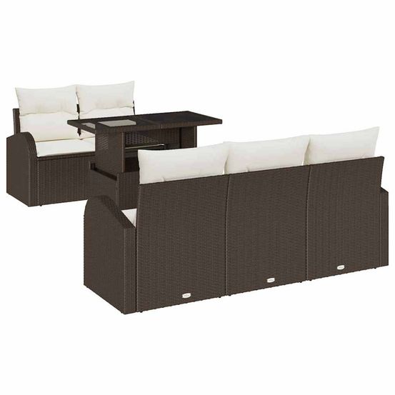 Ensemble de canapé de jardin 6 pièces marron poly rattan