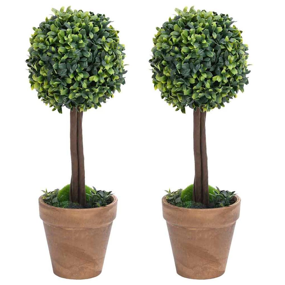 Plantes de buis artificiel 2 pcs avec pots boule vert 56 cm