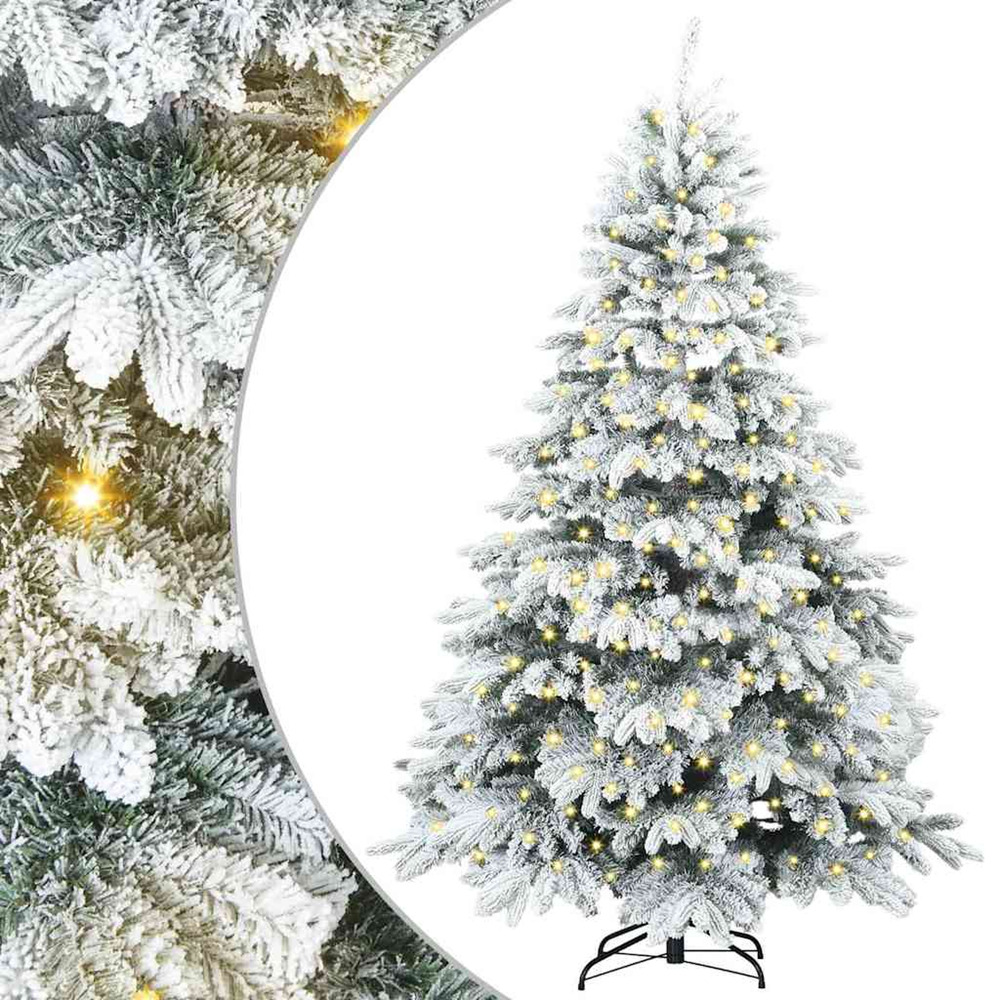 Sapin de noël artificiel avec 300 led blanc 180 cm pe et pvc