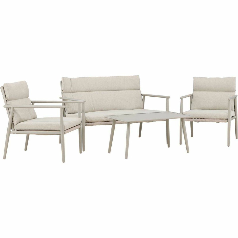 Ensemble canapé, fauteuils et table en acier mazzaro beige