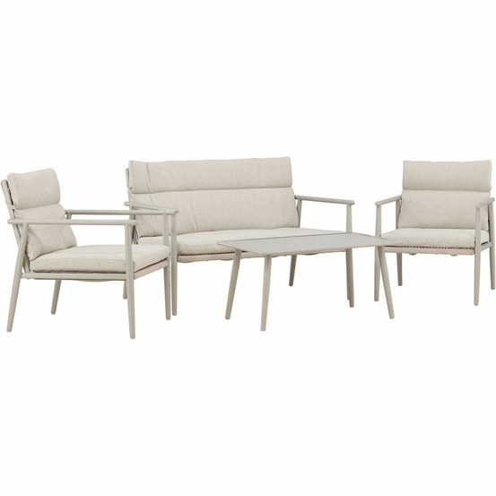 Ensemble canapé, fauteuils et table en acier mazzaro beige