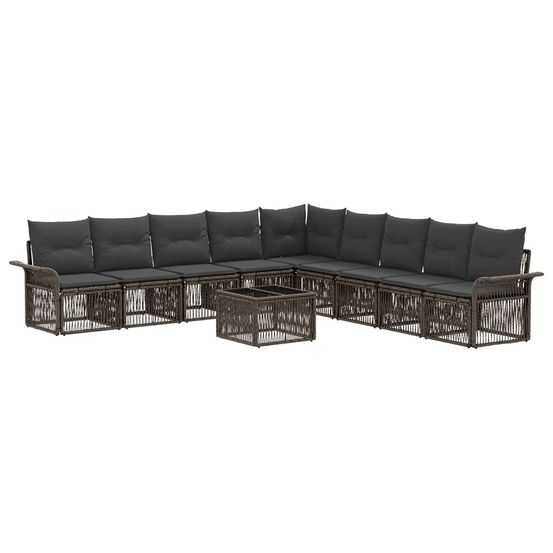 Ensemble de canapé de jardin 10 pc gris polyrotin