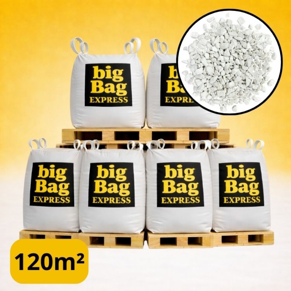 Pack 6 x big bag de +/- 1,5t ≃ 120m² gravillon calcaire super blanc ø 6/14 mm - livraison premium