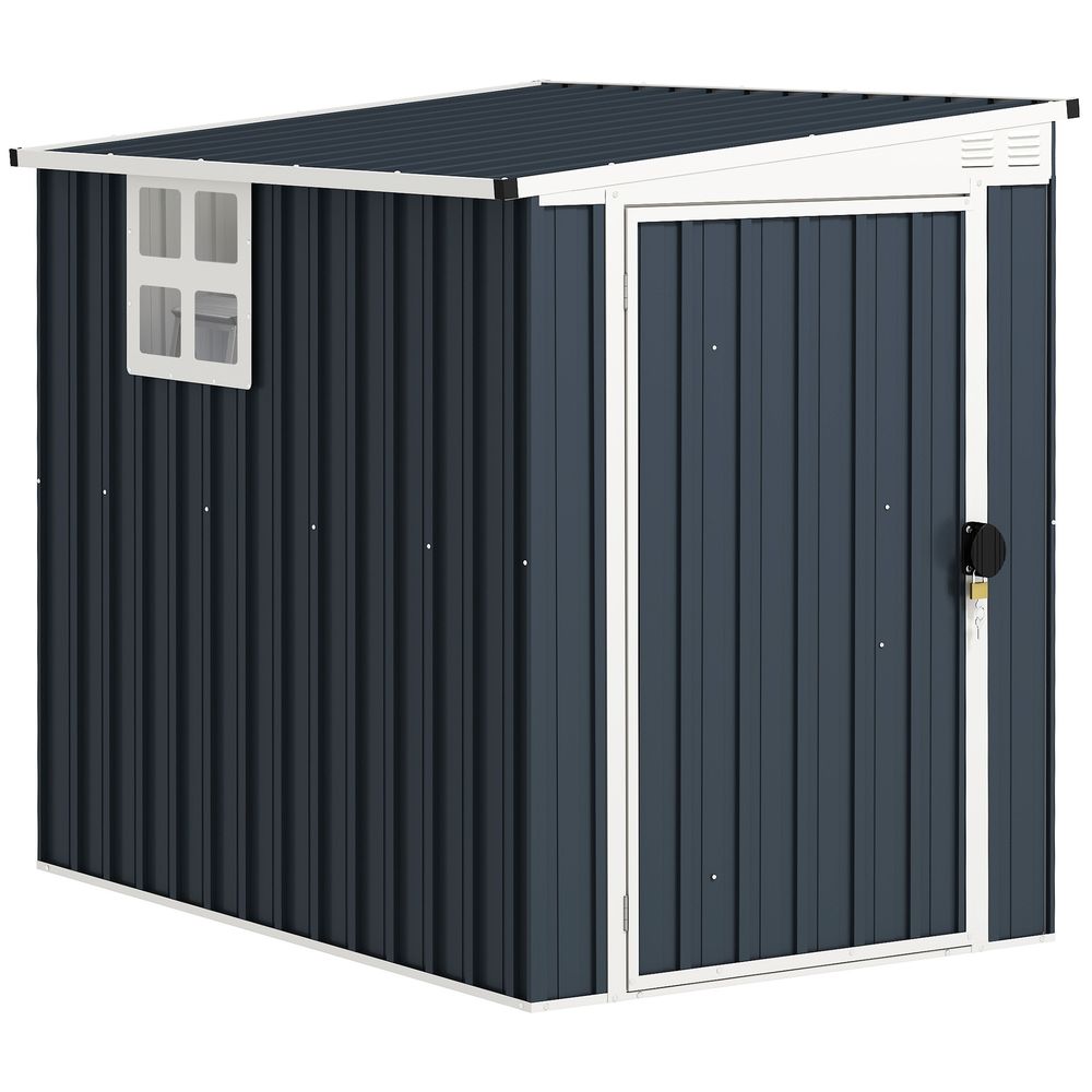 Abri de jardin acier gris 128 x 193 x 181 cm pour outils avec fenêtre et porte verrouillable - comfortxl outdoor living